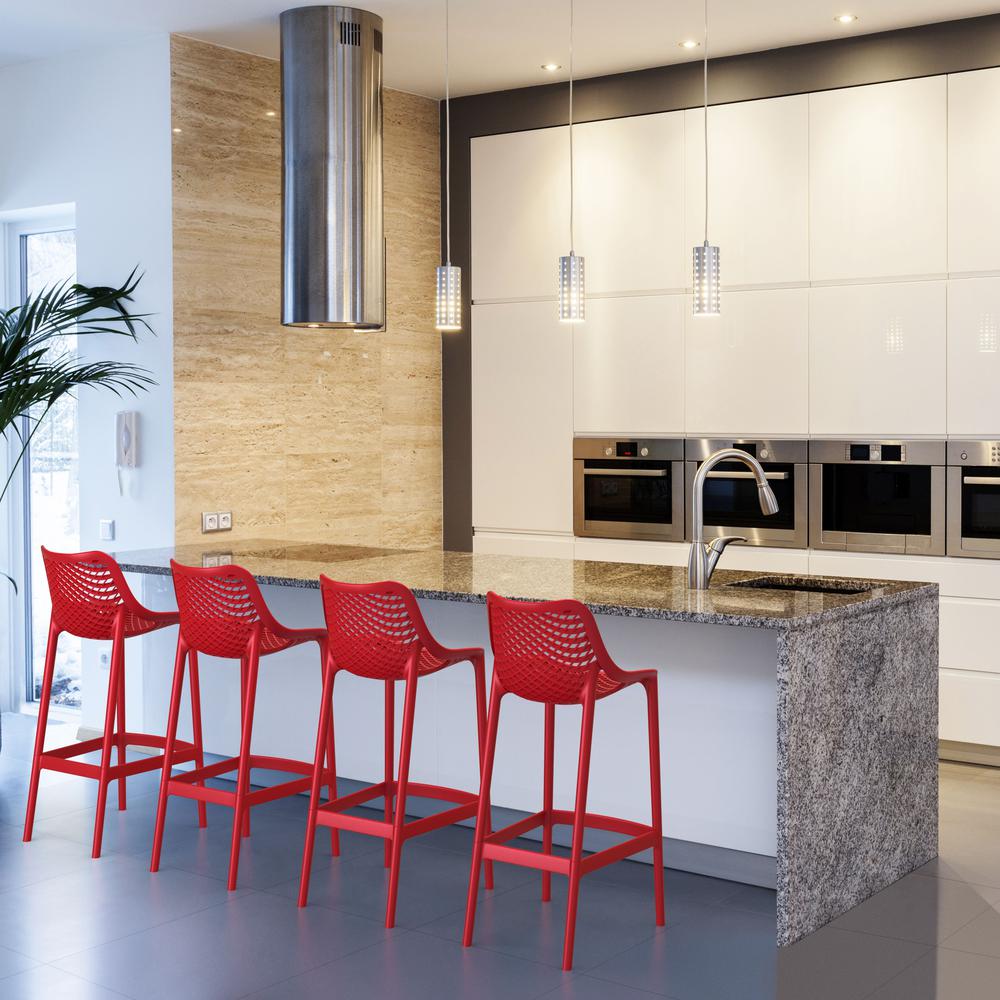 Bar Stool, Red, Set of 2, Belen Kox