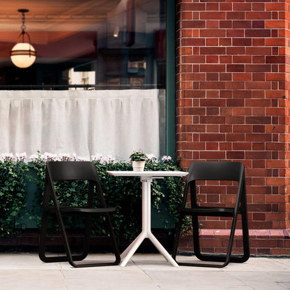 Dream Folding Outdoor Bistro Set with White Table and 2 Black Chairs