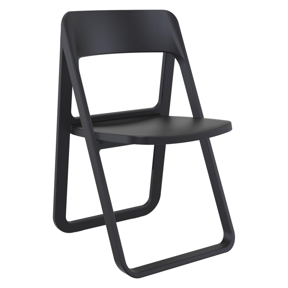Dream Folding Outdoor Bistro Set with White Table and 2 Black Chairs