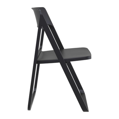Dream Folding Outdoor Bistro Set with White Table and 2 Black Chairs