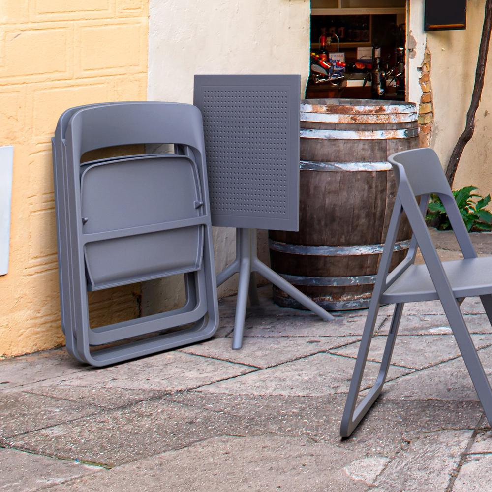 Dream Folding Outdoor Bistro Set with 2 Chairs Dark Gray