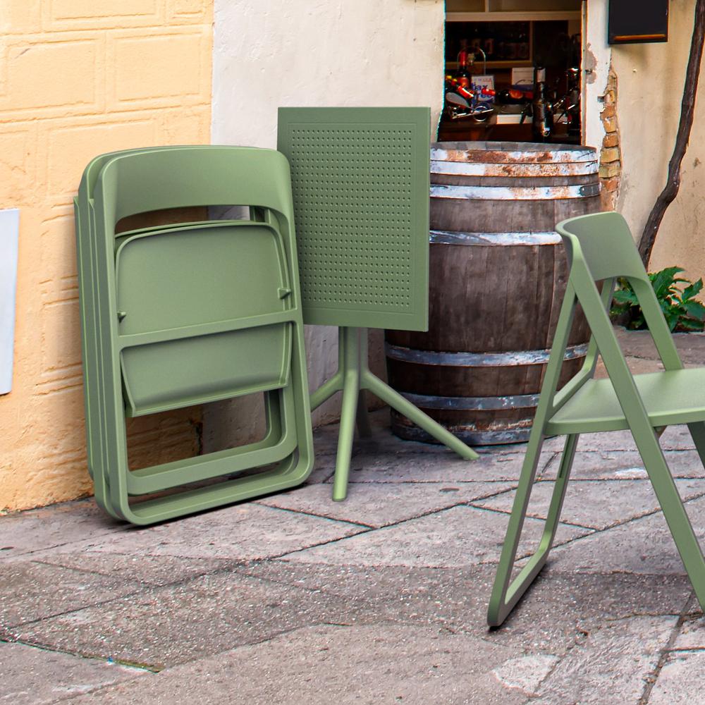 Dream Folding Outdoor Bistro Set with Olive Green Table and 2 Olive Green Chairs