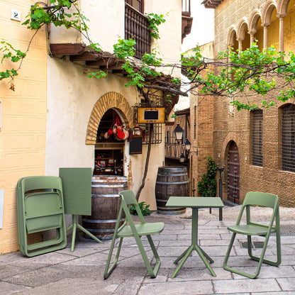 Dream Folding Outdoor Bistro Set with Olive Green Table and 2 Olive Green Chairs