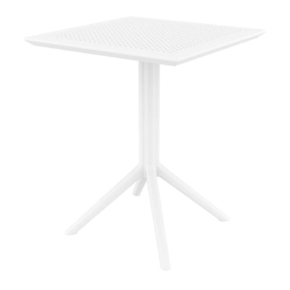 Dream Folding Outdoor Bistro Set with White Table and 2 Red Chairs