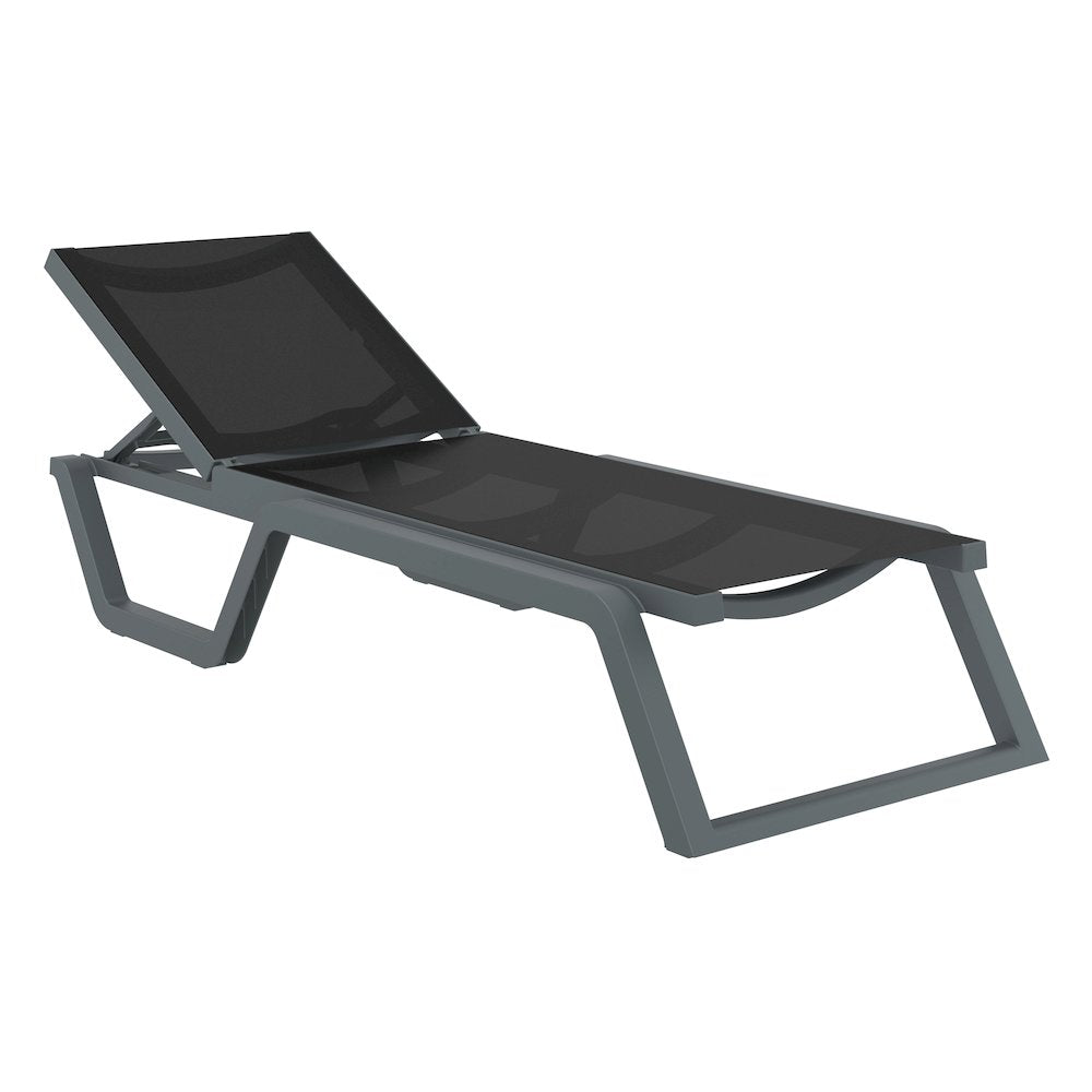 Rio Sling Chaise Dark Gray Frame Black Sling