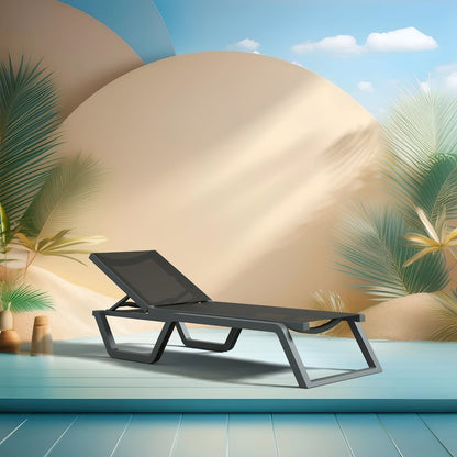 Rio Sling Chaise Dark Gray Frame Black Sling