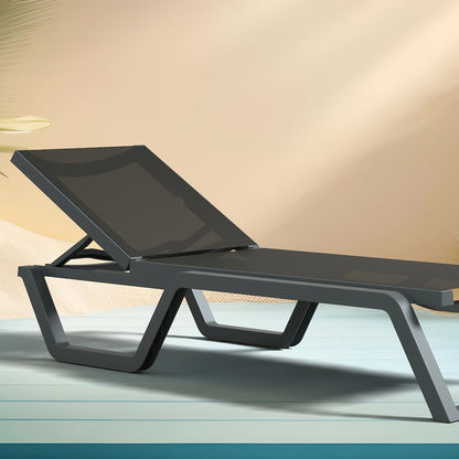 Rio Sling Chaise Dark Gray Frame Black Sling