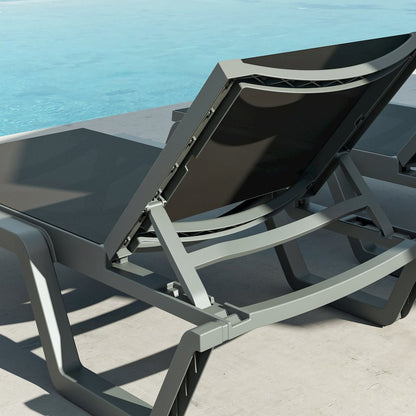 Rio Sling Chaise Dark Gray Frame Black Sling