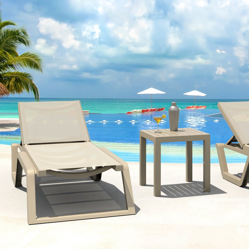 Rio Sling Chaise Taupe Frame Taupe Sling