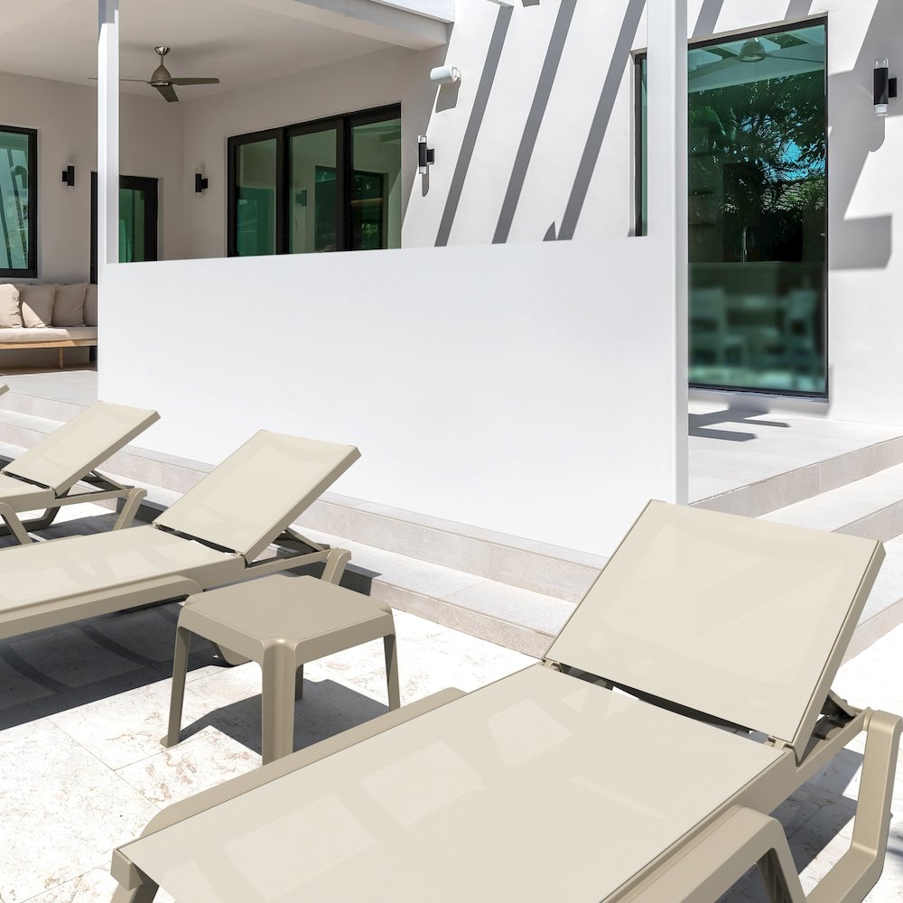 Rio Sling Chaise Taupe Frame Taupe Sling