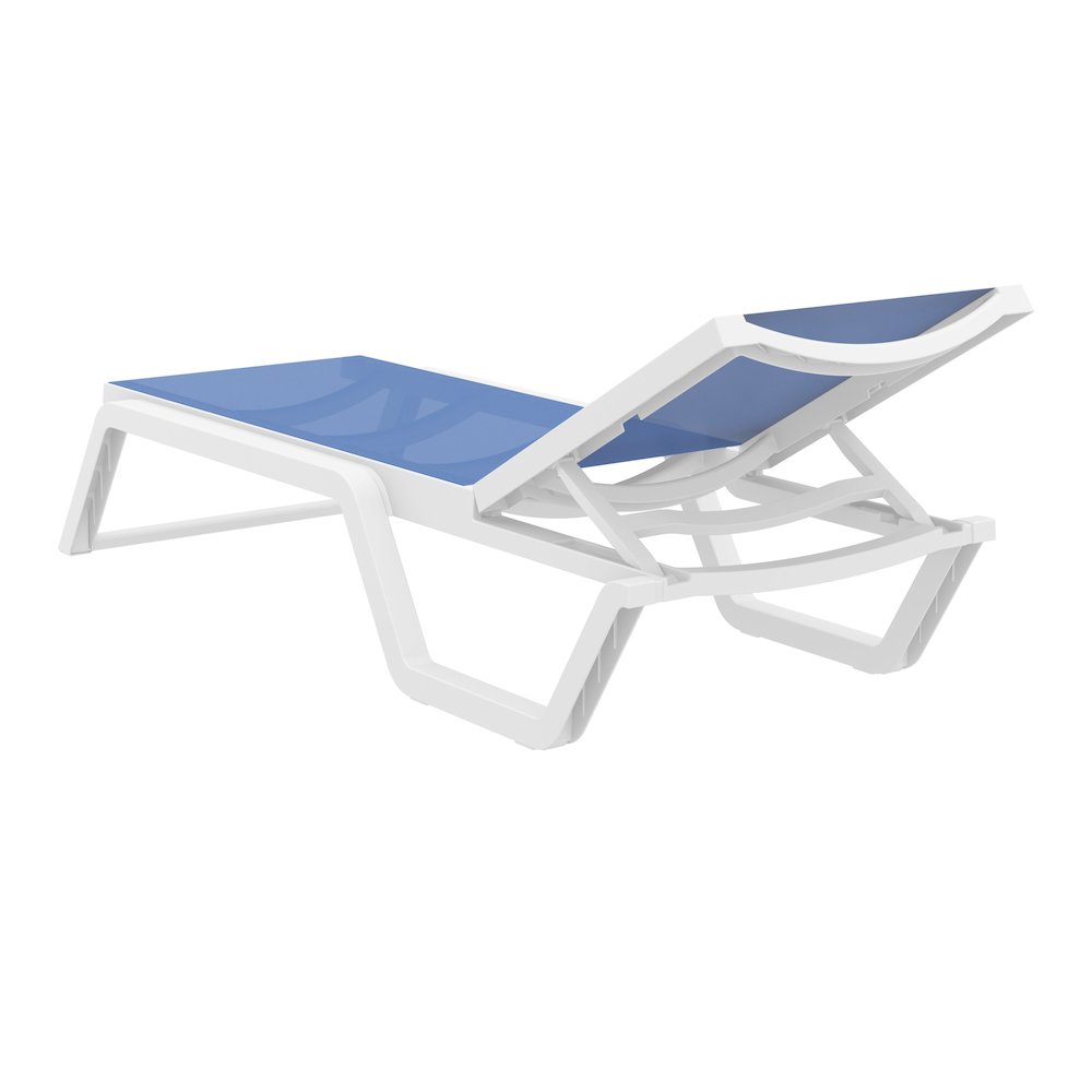 Rio Sling Chaise White Frame Blue Sling