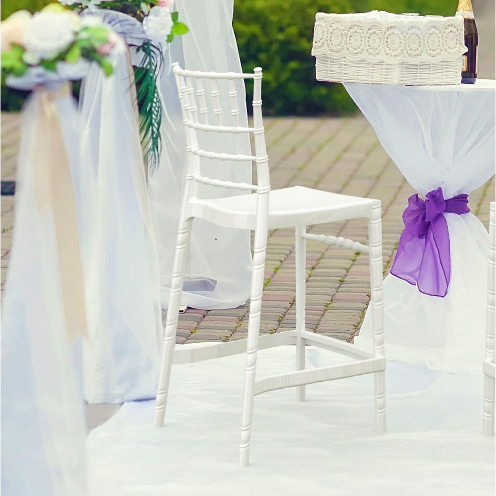 Chiavari Polycarbonate Counter Stool Glossy White, Set of 2