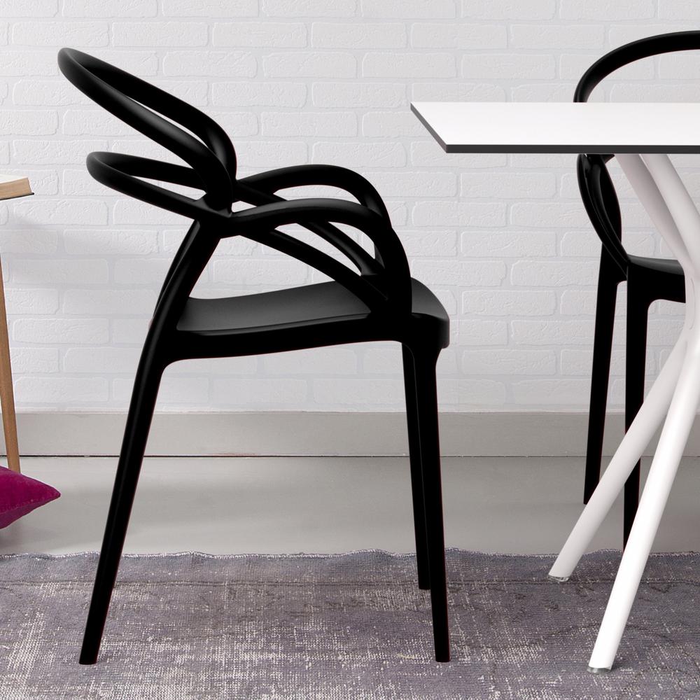 Mila Dining Arm Chair Black, Set of 2