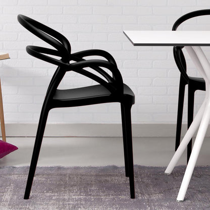 Mila Dining Arm Chair Black, Set of 2