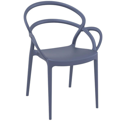 Mila Dining Arm Chair Dark Gray, Set of 2