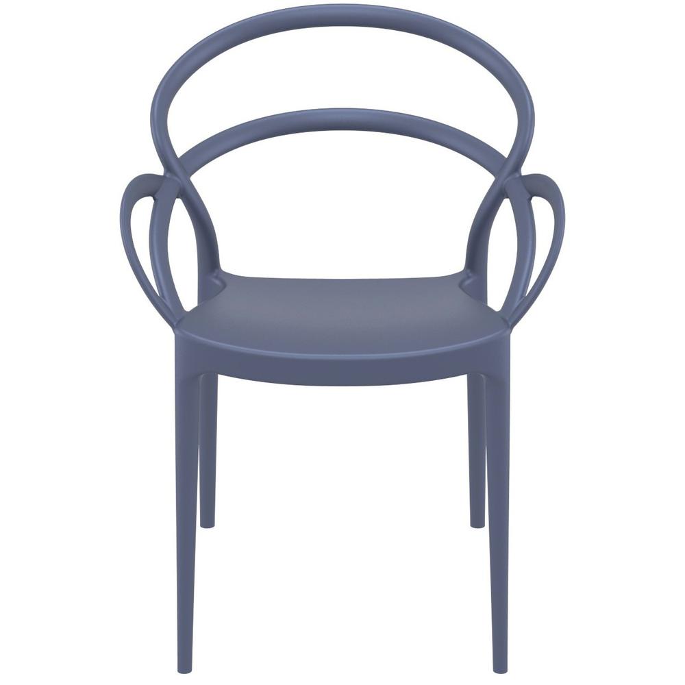 Mila Dining Arm Chair Dark Gray, Set of 2