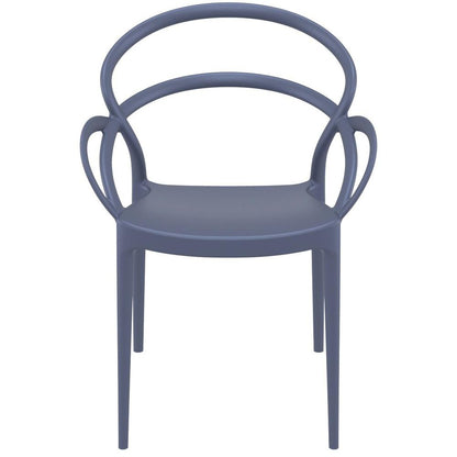Mila Dining Arm Chair Dark Gray, Set of 2