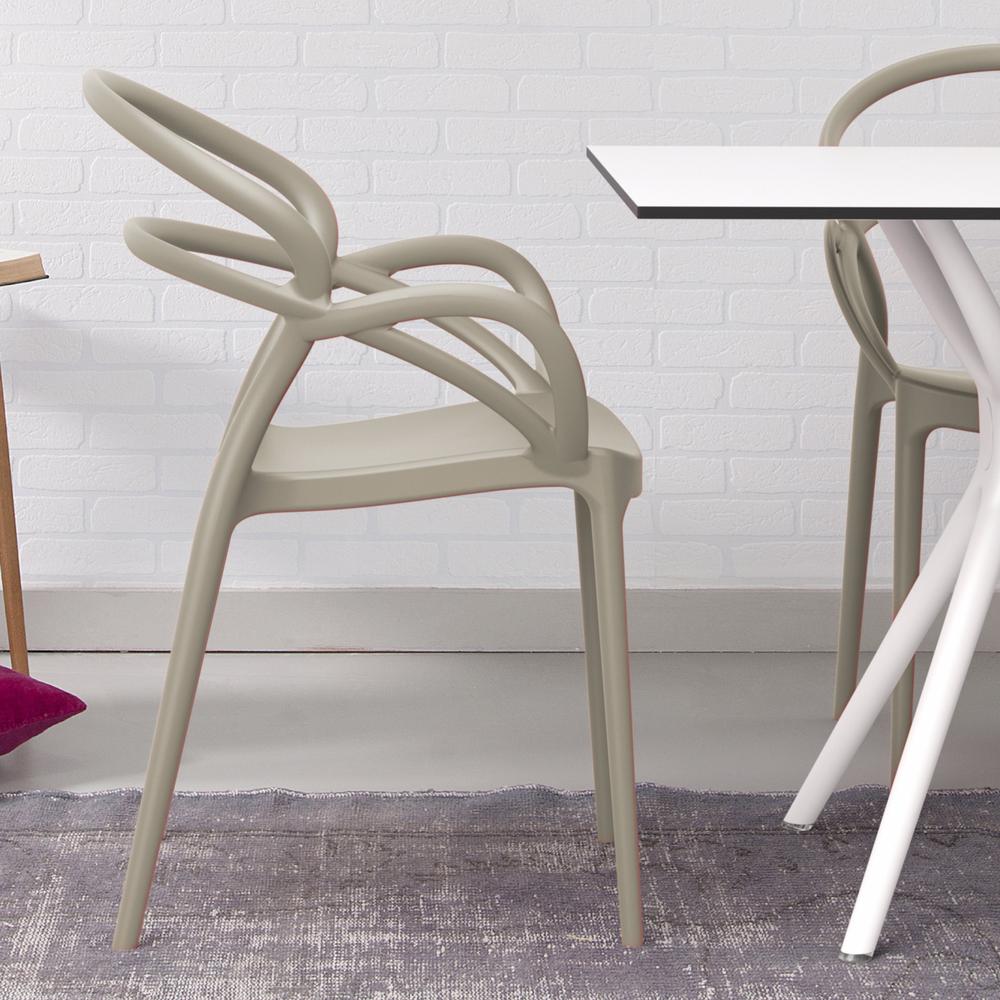Mila Dining Arm Chair Taupe, Set of 2