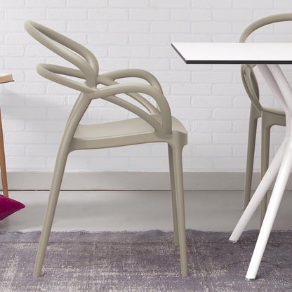 Mila Dining Arm Chair Taupe, Set of 2