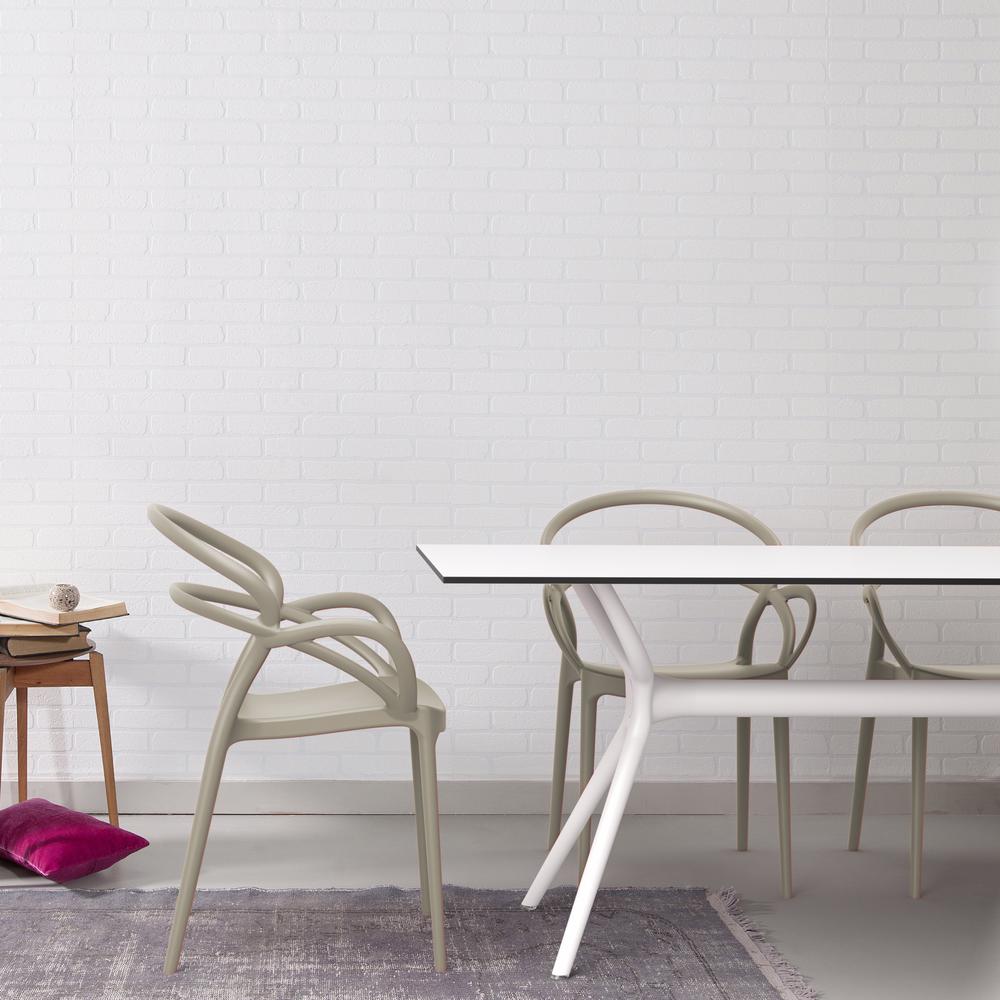 Mila Dining Arm Chair Taupe, Set of 2