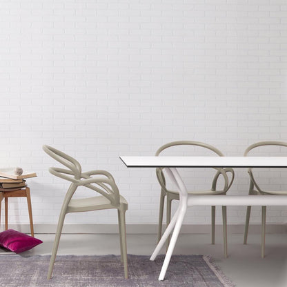 Mila Dining Arm Chair Taupe, Set of 2