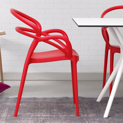 Mila Dining Arm Chair Red, Set of 2