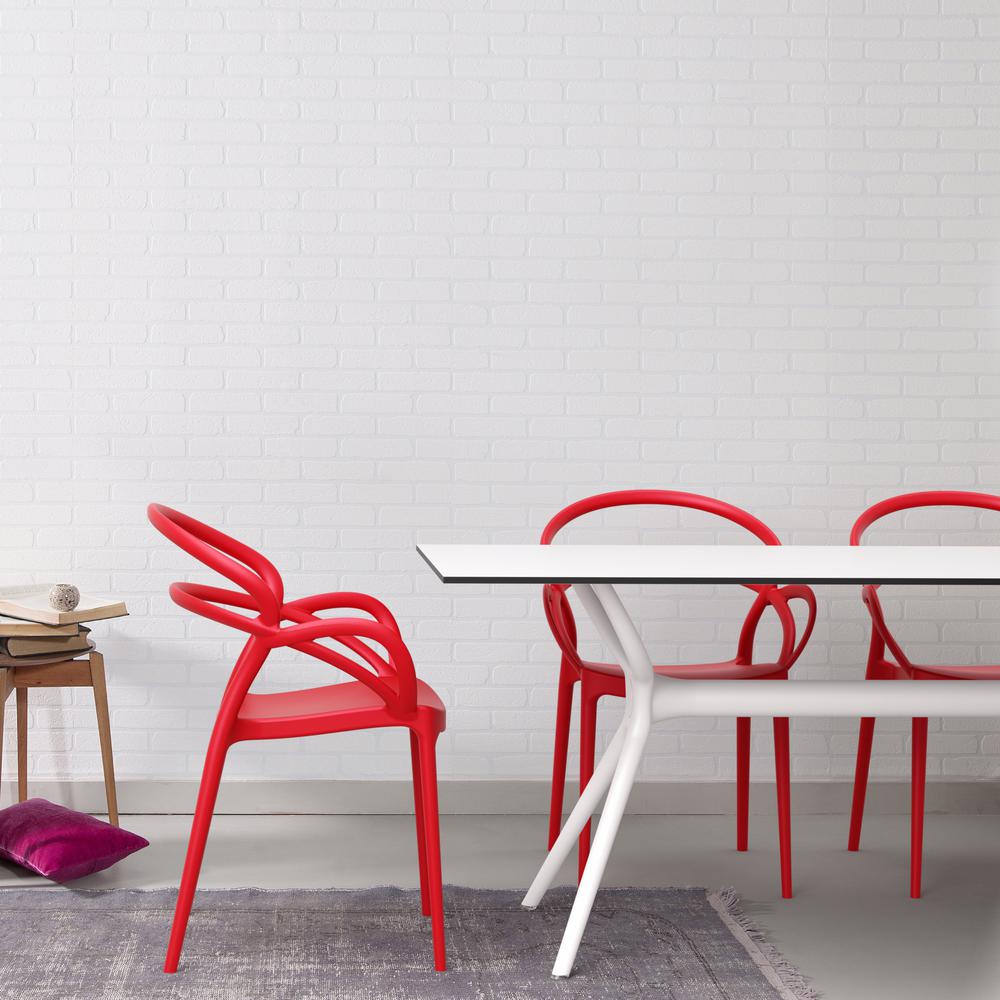 Mila Dining Arm Chair Red, Set of 2