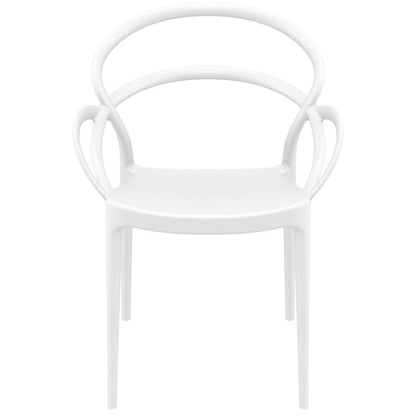 Mila Dining Arm Chair White, Set of 2