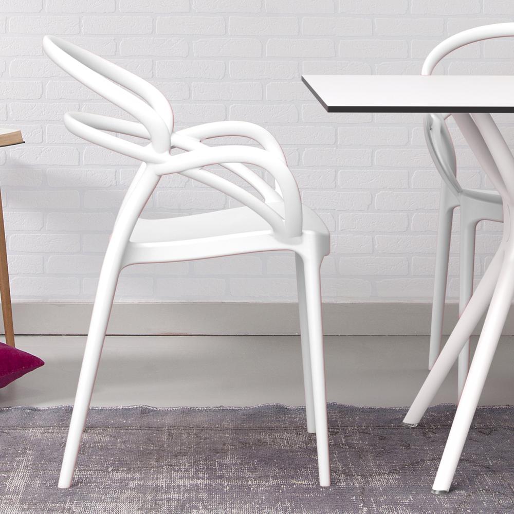 Mila Dining Arm Chair White, Set of 2