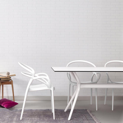 Mila Dining Arm Chair White, Set of 2