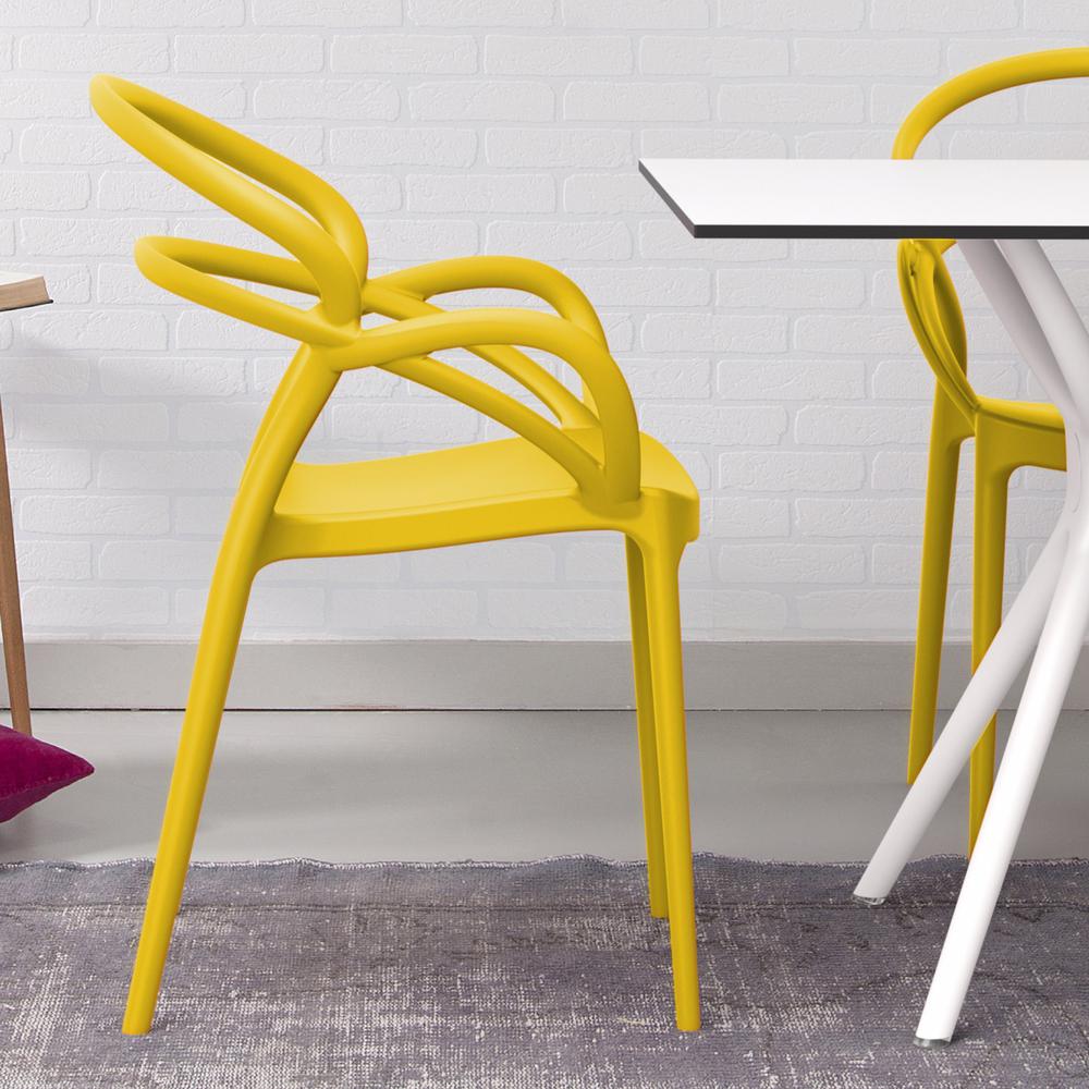 Mila Dining Arm Chair Yellow, Set of 2