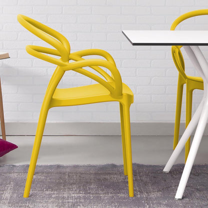 Mila Dining Arm Chair Yellow, Set of 2