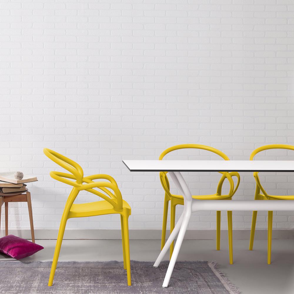 Mila Dining Arm Chair Yellow, Set of 2