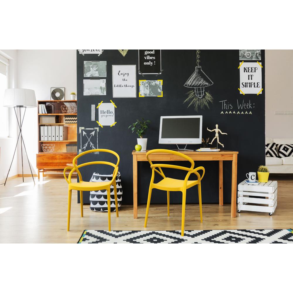 Mila Dining Arm Chair Yellow, Set of 2