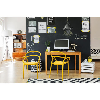 Mila Dining Arm Chair Yellow, Set of 2