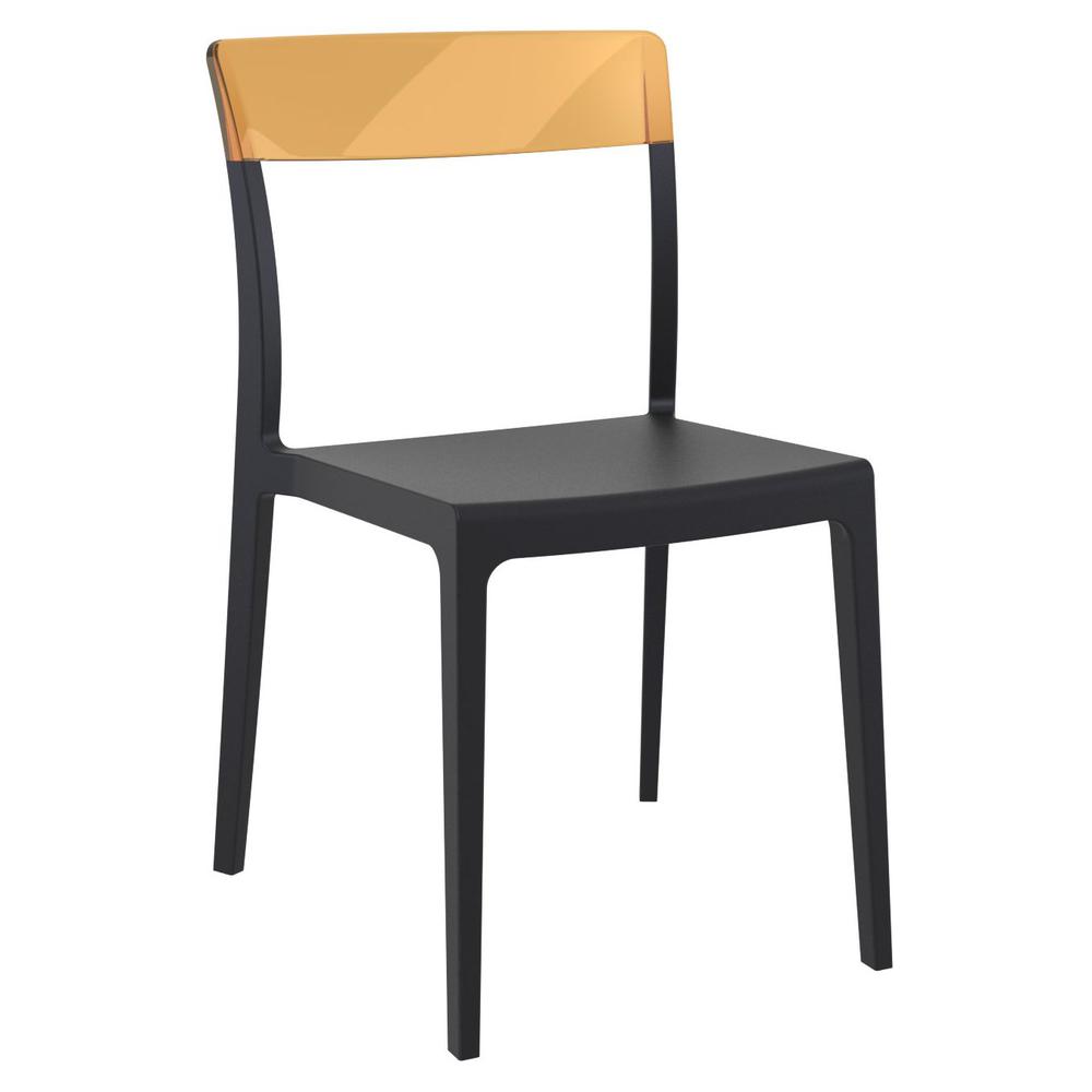 Flash Dining Chair Black Transparent Amber, Set of 2