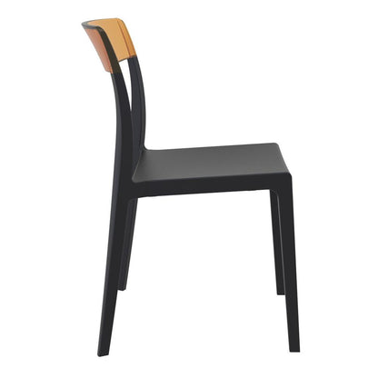 Flash Dining Chair Black Transparent Amber, Set of 2