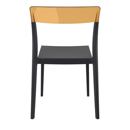 Flash Dining Chair Black Transparent Amber, Set of 2