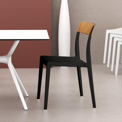 Flash Dining Chair Black Transparent Amber, Set of 2