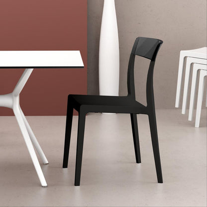 Flash Dining Chair Black Transparent Black, Set of 2