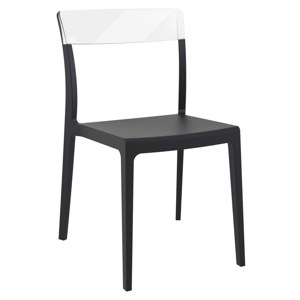 Flash Dining Chair Black Transparent Clear, Set of 2