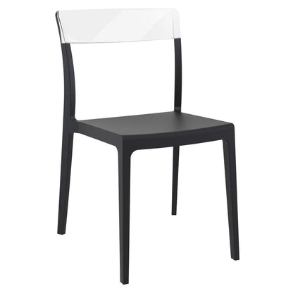 Flash Dining Chair Black Transparent Clear, Set of 2