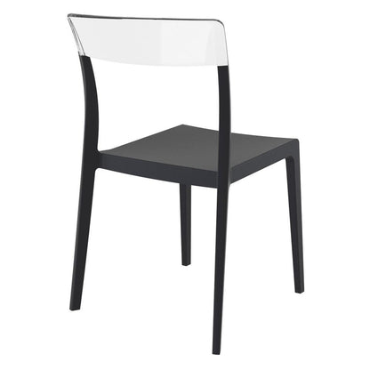 Flash Dining Chair Black Transparent Clear, Set of 2