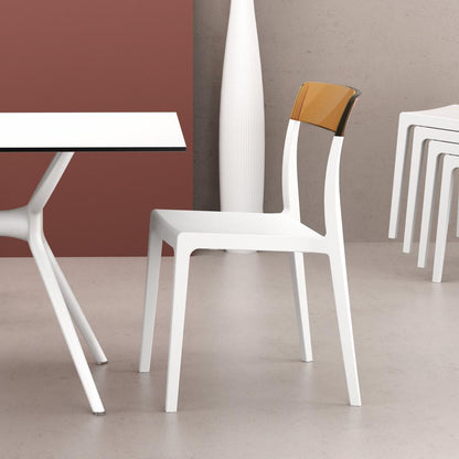 Flash Dining Chair White Transparent Amber, Set of 2