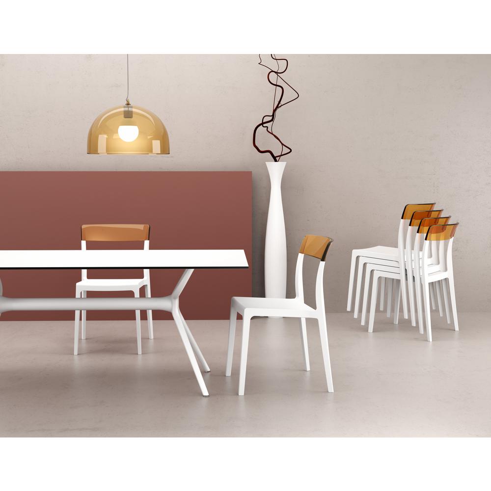 Flash Dining Chair White Transparent Amber, Set of 2