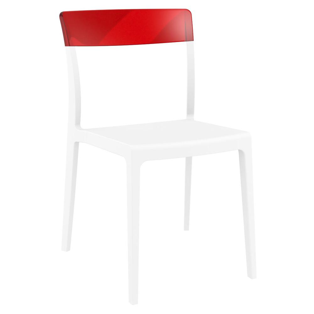 Flash Dining Chair White Transparent Red, Set of 2