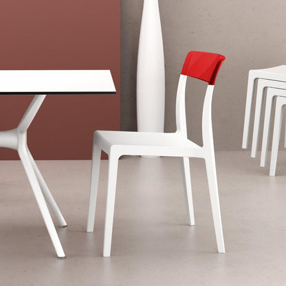Flash Dining Chair White Transparent Red, Set of 2