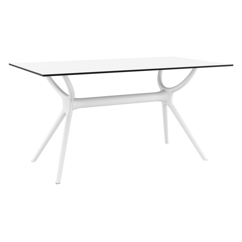 Mio PP Modern Dining Set White 7 Piece with 55 inch Air Table