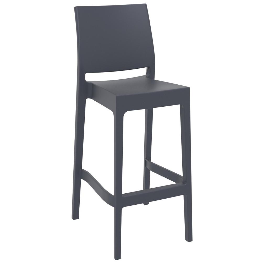 Maya Resin Bar Stool Dark Gray, Set of 2