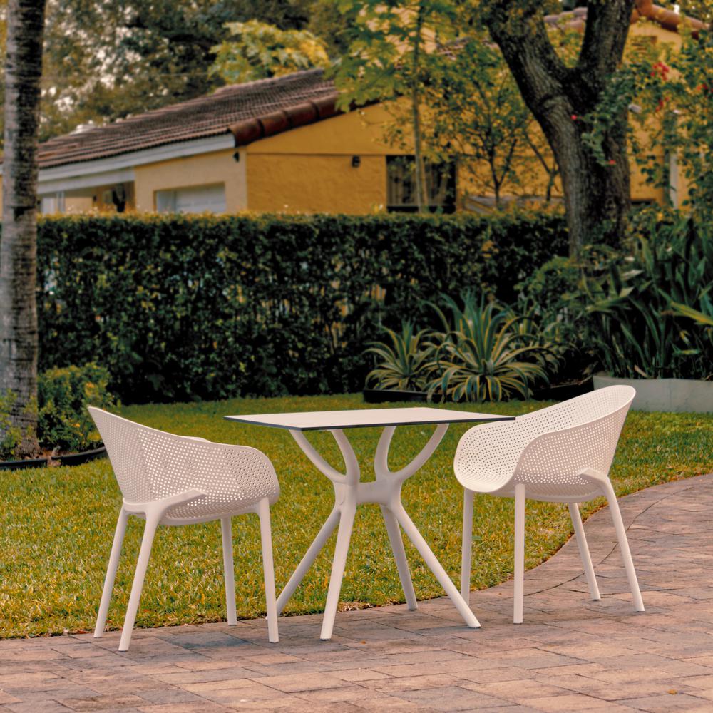 Sky Dining Set with 2 Arm Chairs White